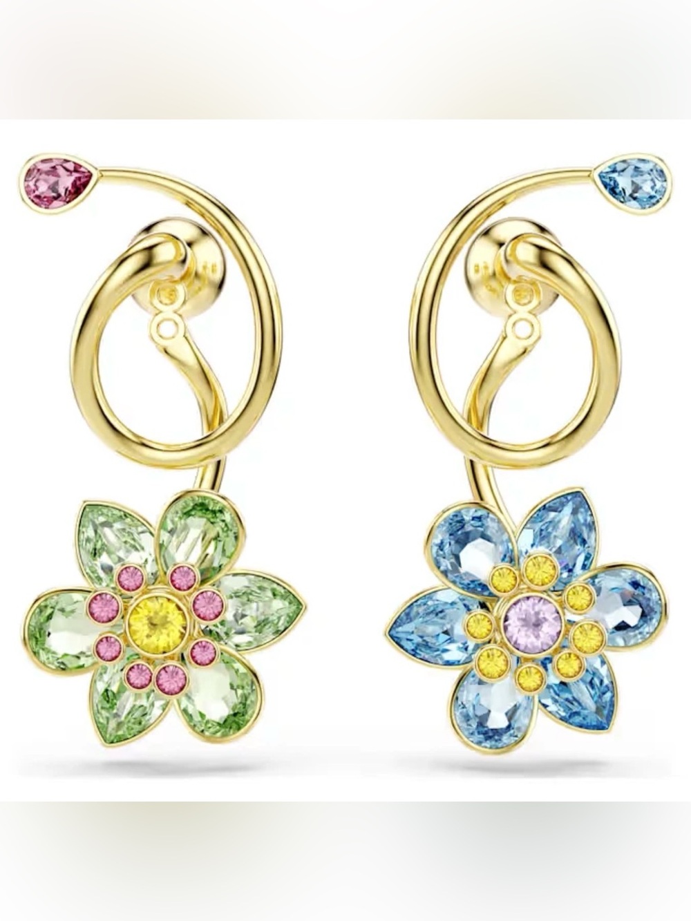 Swarovski Idyllia Waterdrop-shaped Earrings Asymmetric Design Mixed Cut